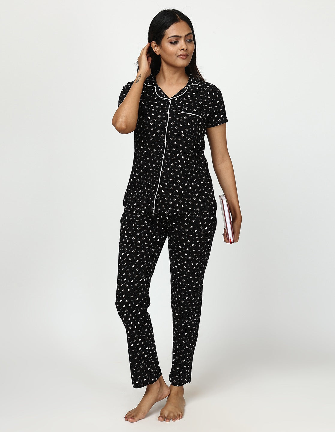 Womens cotton printed Top & Pyjama Set